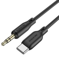 Аудіокабель AUX-кабель аудіоадаптер Borofone BL18 Type-C to 3.5mm Black