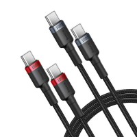 Кабель Baseus Cafule flash Charging Data Cable Type-C to Type-C 2шт 100W 2m Black-Red Black-Grey P10318306003-01