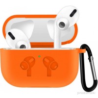 Чохол Airpods Pro 2 силіконовий LOGO 2в1(+ карабін) тех.пак Orange