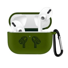 Чохол Airpods Pro 2 силіконовий LOGO 2в1(+ карабін) тех.пак Army Green