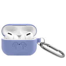 Чохол Airpods Pro 2 силіконовий LOGO 2в1(+ карабін) тех.пак Lavander grey