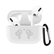 Чохол Airpods Pro 2 силіконовий LOGO 2в1(+ карабін) тех.пак White