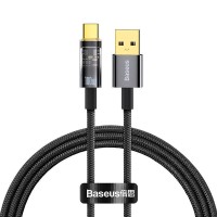 Кабель Baseus Explorer Series Auto Power-Off USB to Type-C 100W 6A 1m Black CATS000201