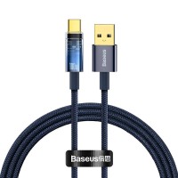 Кабель Baseus Explorer Series Auto Power-Off USB to Type-C 100W 6A 1m Blue CATS000203