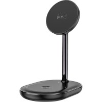 Беспровідний зарядний пристрій HOCO CW40 Noble 3-in-1 magnetic holder with wireless fast charging 15W Чорний