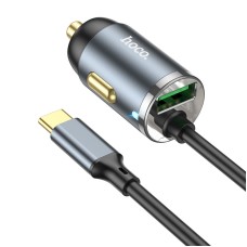 Автомобільний зарядний пристрій Hoco NZ7 Type-C Cable Car charger 3A 20W Grey