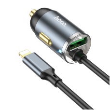 Автомобільний зарядний пристрій Hoco NZ7 Lightning Cable Car charger 3A 20W Grey
