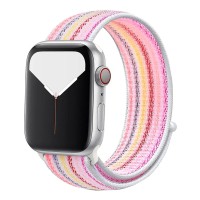 Ремінець для Apple Watch 38mm/40mm/41mm Nylon Sport Loop stripes pink
