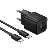 Мережевий зарядний пристрій HOCO N65 Ingenious PD charger Type-C cable 20W Black