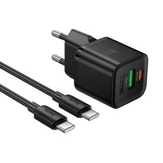 Мережевий зарядний пристрій HOCO N65 Ingenious PD charger Type-C cable 20W Black