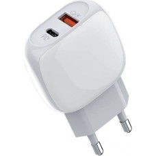 Мережевий зарядний пристрій LDNIO A2313C dual port charger Lightning cable 18W White