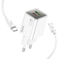 Мережевий зарядний пристрій HOCO N46 Glorious PD charger Type-C cable 20W White