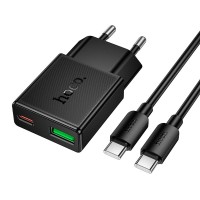 Мережевий зарядний пристрій HOCO N73 Speed PD ultra-thin charger charger Type-C cable 20W Black