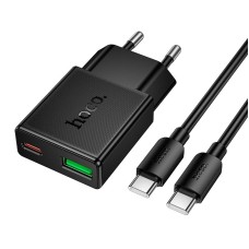 Мережевий зарядний пристрій HOCO N73 Speed PD ultra-thin charger charger Type-C cable 20W Black