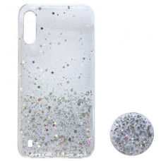 Силікон блискітки+popsoket для Samsung M10 (M105) clear