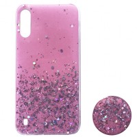 Силікон блискітки+popsoket для Samsung M10 (M105) light pink