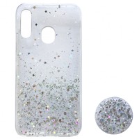 Силікон блискітки+popsoket для Samsung M20 (M205) clear