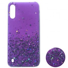 Силікон блискітки+popsoket для Samsung M10 (M105) light violet