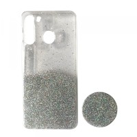 Силікон Fashion popsoket для Samsung A21 (A215) silver