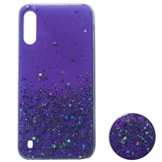 Силікон блискітки+popsoket для Samsung M10 (M105) violet