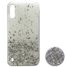 Силікон блискітки+popsoket для Samsung M10 (M105) white