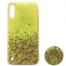 Силікон блискітки+popsoket для Samsung M10 (M105) yellow