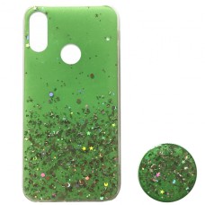 Силікон блискітки+popsoket для Xiaomi Redmi Note 6 PRO green