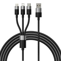 Кабель USB Baseus StarSpeed 3in1 Fast Charging Data Cable USB to M+L+C 3.5A 0.6m Black P10319900111-00