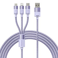 Кабель USB Baseus StarSpeed 3in1 Fast Charging Data Cable USB to M+L+C 3.5A 1.2m Purple CAXS000005