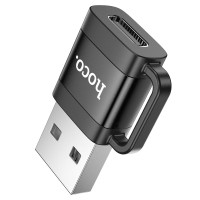 Перехідник HOCO UA31D USB male to Type-C female USB2.0 adapter Black