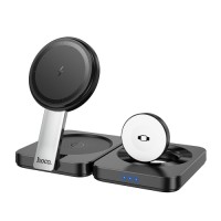 Бездротовий зарядний пристрій HOCO CQ11 Ingenious 3-in-1 folding magnetic wireless charger Black