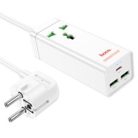Мережевий подовжувач фільтр HOCO AC9A Talent PD30W (1C2A with 1 socket) desktop charger (EU) White
