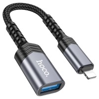 Перехідник HOCO UA24 iP Lightning male to USB female 2.0 converter Metal gray
