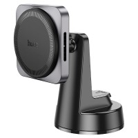 Автомобільний тримач із бездротовою зарядкою Hoco HW16 Speed magnetic wireless fast charging (center console) Metal Grey