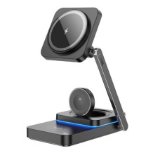 Бездротовий зарядний пристрій HOCO CQ10 Consuelo folding 3-in-1 wireless fast charger Black