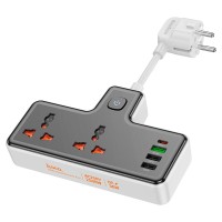 Мережевий подовжувач фільтр HOCO AC12A Reise 2-position expansion socket (PD30W/1C3A) (EU) Black
