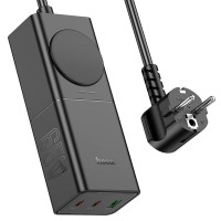 Мережевий подовжувач фільтр HOCO NS4 Sharp PD65W (2C1A) desktop socket (EU/GER) Black