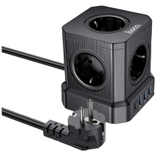 Подовжувач мережевий фільтр HOCO NS8 Sharp 5 position (PD20W/1C3A) desktop socket EU/GER Black