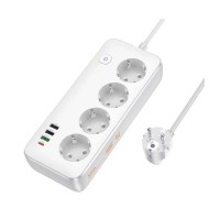 Подовжувач мережевий фільтр Hoco AC22 Sunlight 4-bit desktop socket (L=1.5M) 3USB/1Type-C 30W/3A PD/QC white