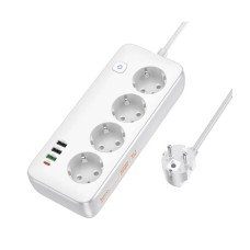 Подовжувач мережевий фільтр Hoco AC22 Sunlight 4-bit desktop socket (L=1.5M) 3USB/1Type-C 30W/3A PD/QC white