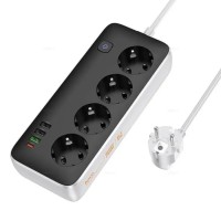 Подовжувач мережевий фільтр Hoco AC22 Sunlight 4-bit desktop socket (L=1.5M) 3USB/1Type-C 30W/3A PD/QC Black