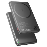 Повербанк портативний акумулятор Power bank Hoco Q26 Joy MagSafe магнітний 20W 5000 mAh Metal Gray