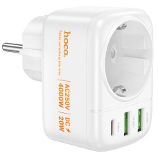 Мережевий фільтр Hoco AC26 2U / 1P / 1C розетка EU 4000W / PD20W / 2USB QC20W White