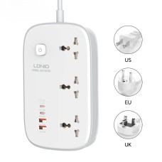 Подовжувач мережевий фільтр LDNIO SC3416 2USB/2Type-C 3Sockets QC/PD 65W/5A 2m EU Plug white