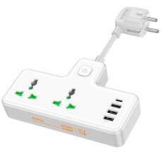 Подовжувач мережевий фільтр HOCO AC11A Voyage 2-position expansion socket 3USB/Type-C 10A white