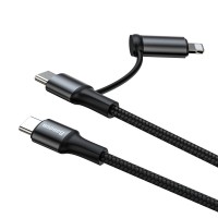 Кабель BASEUS Combo twins 2 in 1 Cable Type-C to Type-c / Lightning 1M 60W (20V 3A) + 18W (9V 2A) (CATLYW-H01)