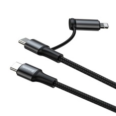 Кабель BASEUS Combo twins 2 in 1 Cable Type-C to Type-c / Lightning 1M 60W (20V 3A) + 18W (9V 2A) (CATLYW-H01)