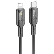 PD Кабель HOCO U120 Transparent explore intelligent power-off charging data cable Type-C Lightning black