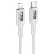 PD Кабель HOCO U120 Transparent explore intelligent power-off charging data cable Type-C Lightning white