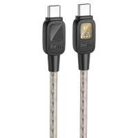 Кабель HOCO U124 Stone silicone intelligent power-off Type-C to Type-C 60W 3A 1.2m Black